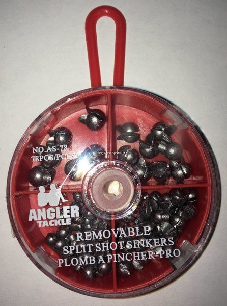 Angler Tackle Removable Split Shot Sinkers - 78pcs